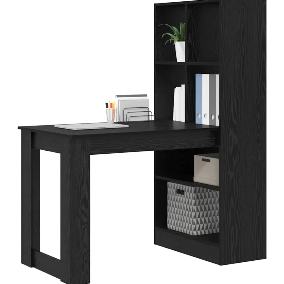 vidaXL Bureau Zwart Eiken Bewerkt hout 122 x 67 x 145 cm