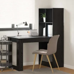 vidaXL Bureau Zwart Eiken Bewerkt hout 122 x 67 x 145 cm