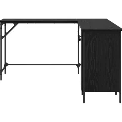 vidaXL Bureau Zwart Eiken Bewerkt hout 141 x 141 x 75 cm