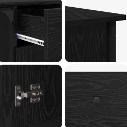 vidaXL Bureau Zwart Eiken Bewerkt hout 141 x 141 x 75 cm