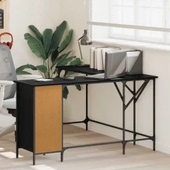 vidaXL Bureau Zwart Eiken Bewerkt hout 141 x 141 x 75 cm