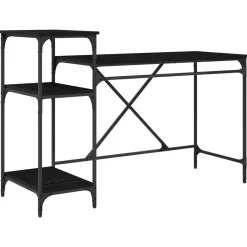 vidaXL Bureau Zwart Eiken Bewerkt hout 135 x 50 x 90 cm