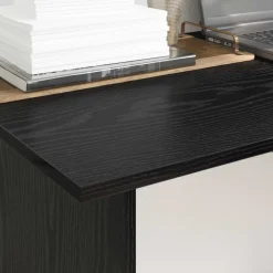 vidaXL Bureau Zwart Eiken 100 x 50 x 76 cm Bewerkt hout