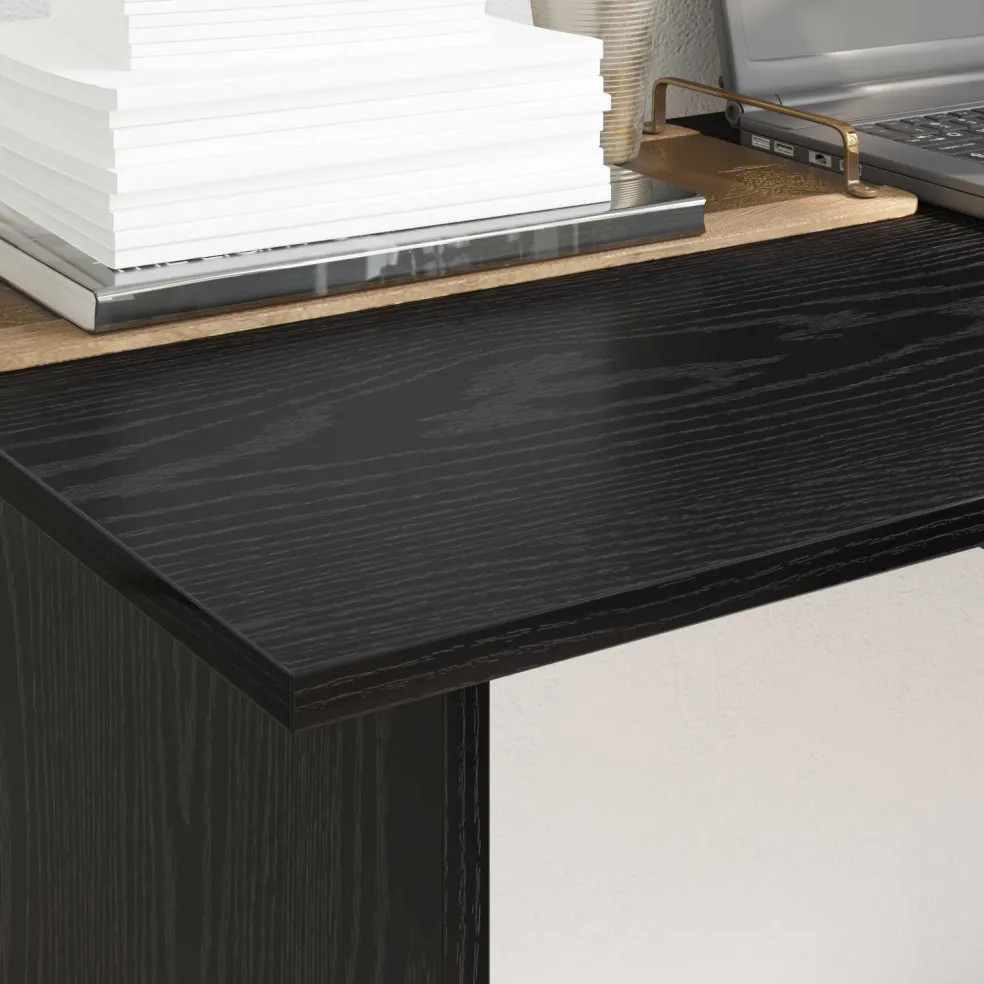 vidaXL Bureau Zwart Eiken 100 x 50 x 76 cm Bewerkt hout
