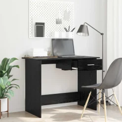 vidaXL Bureau Zwart Eiken 100 x 50 x 76 cm Bewerkt hout