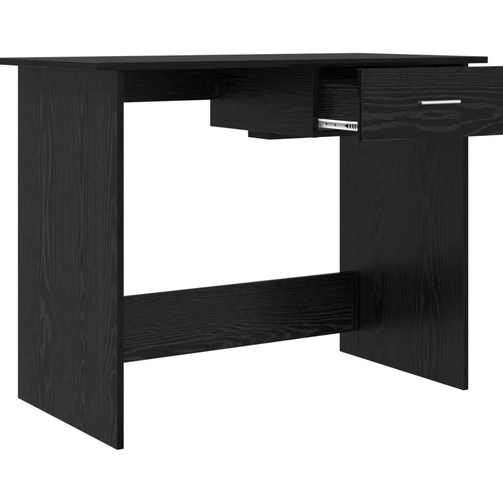 vidaXL Bureau Zwart Eiken 100 x 50 x 76 cm Bewerkt hout