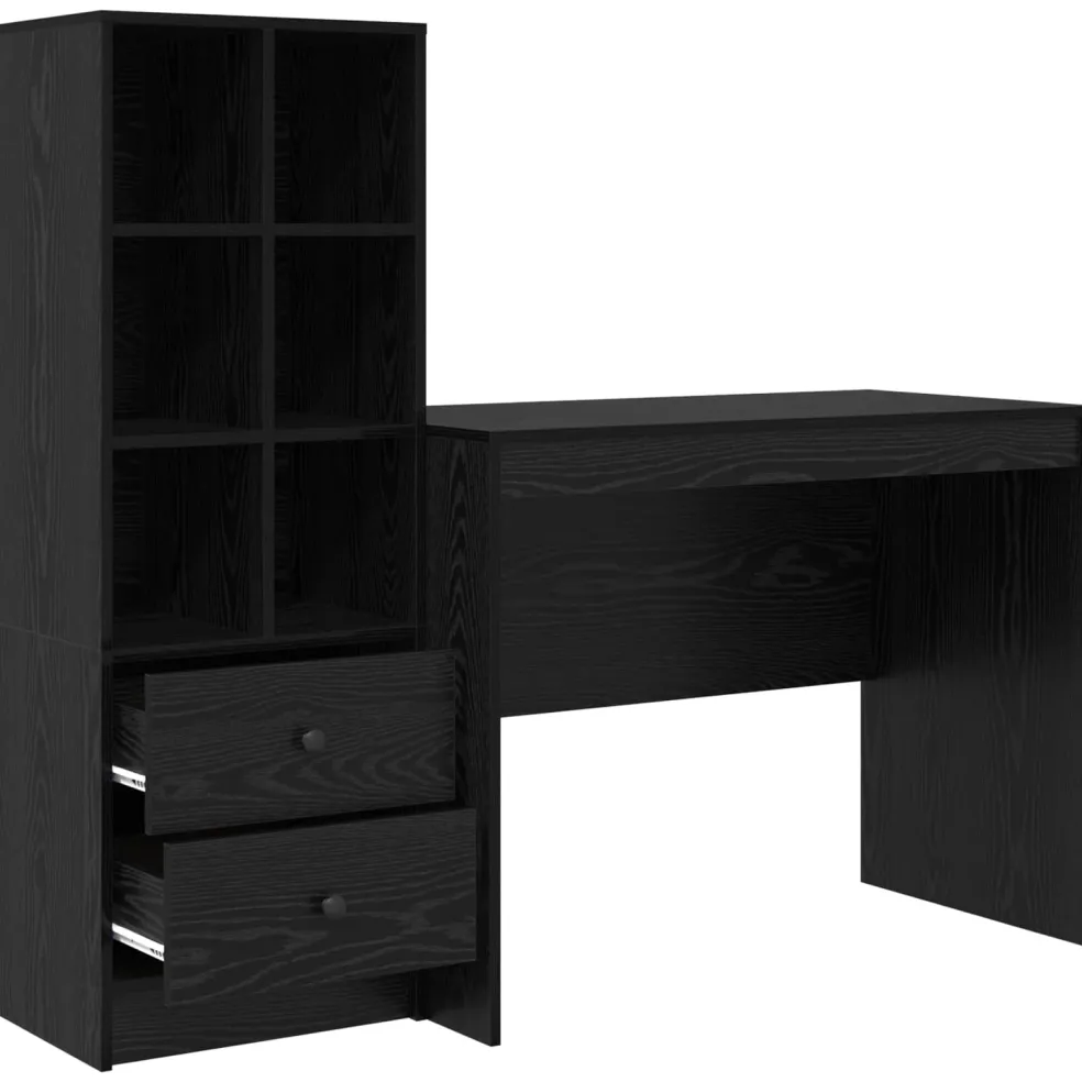 vidaXL Bureau Zwart Eiken 145.5 x 50 x 127 cm 2 st