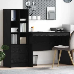 vidaXL Bureau Zwart Eiken 145.5 x 50 x 127 cm 2 st