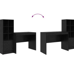 vidaXL Bureau Zwart Eiken 145.5 x 50 x 127 cm 2 st