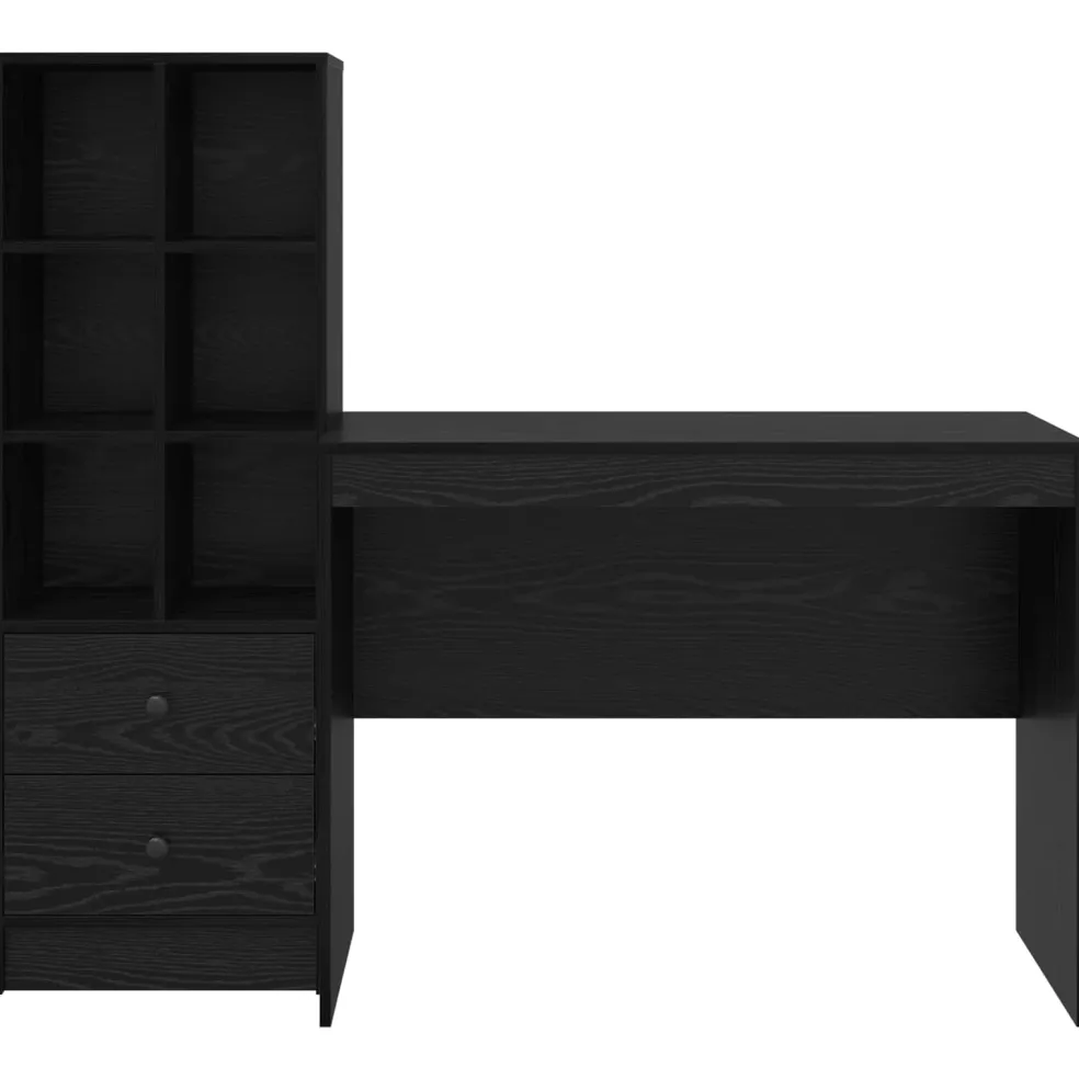 vidaXL Bureau Zwart Eiken 145.5 x 50 x 127 cm 2 st