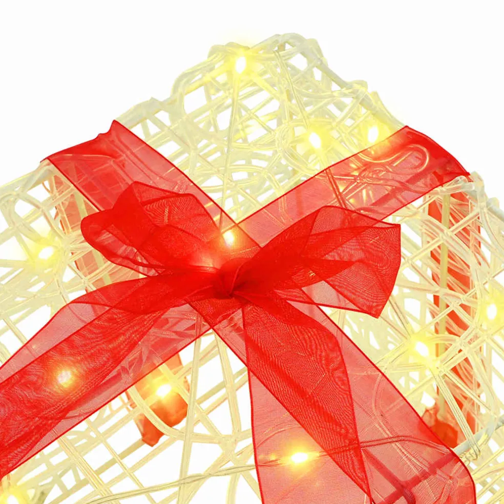vidaXL Cadeau Doos 3 st 60 LED's Warmwit 20 x 20 x 20 cm Acryl