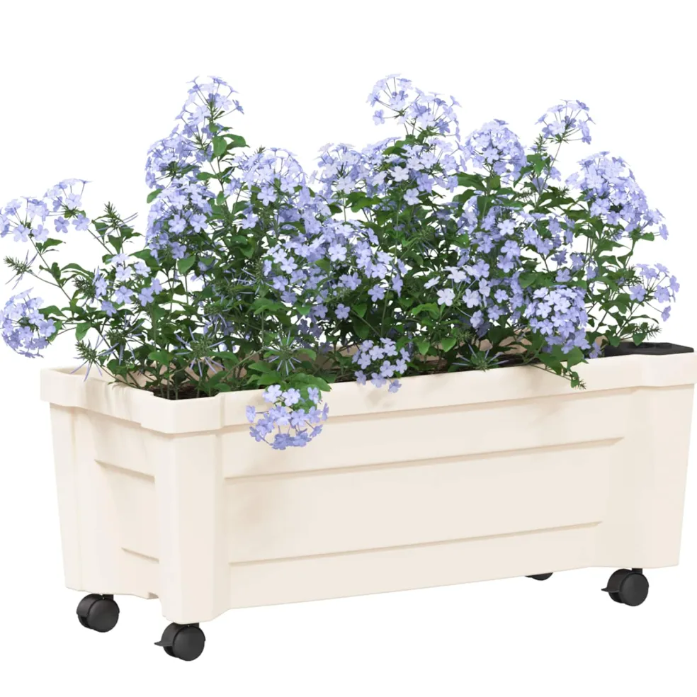 vidaXL Calypso plantenbak met wielen PP Wit