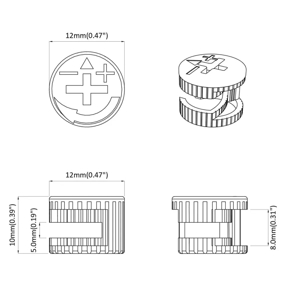vidaXL Cam Lock Moeren 2 st Zilver 12 x 10 mm Metaal