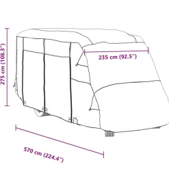 vidaXL Camperhoezen 570x235x275 cm vliesvlies grijs