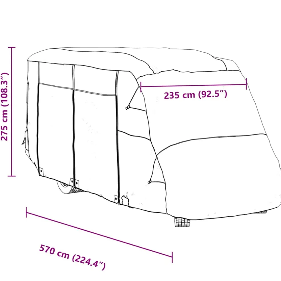 vidaXL Camperhoezen 570x235x275 cm vliesvlies grijs