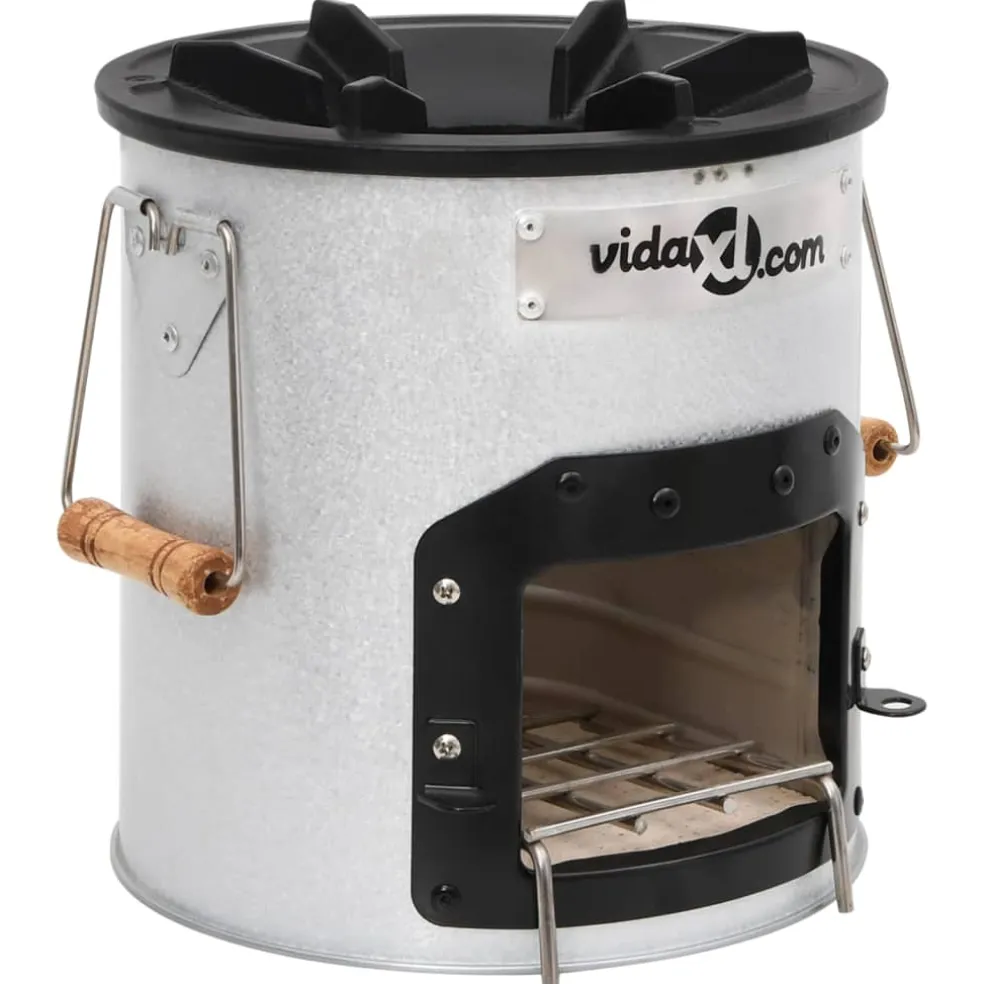 vidaXL Camping houtkachel 45x25x26 cm staal zilverkleurig