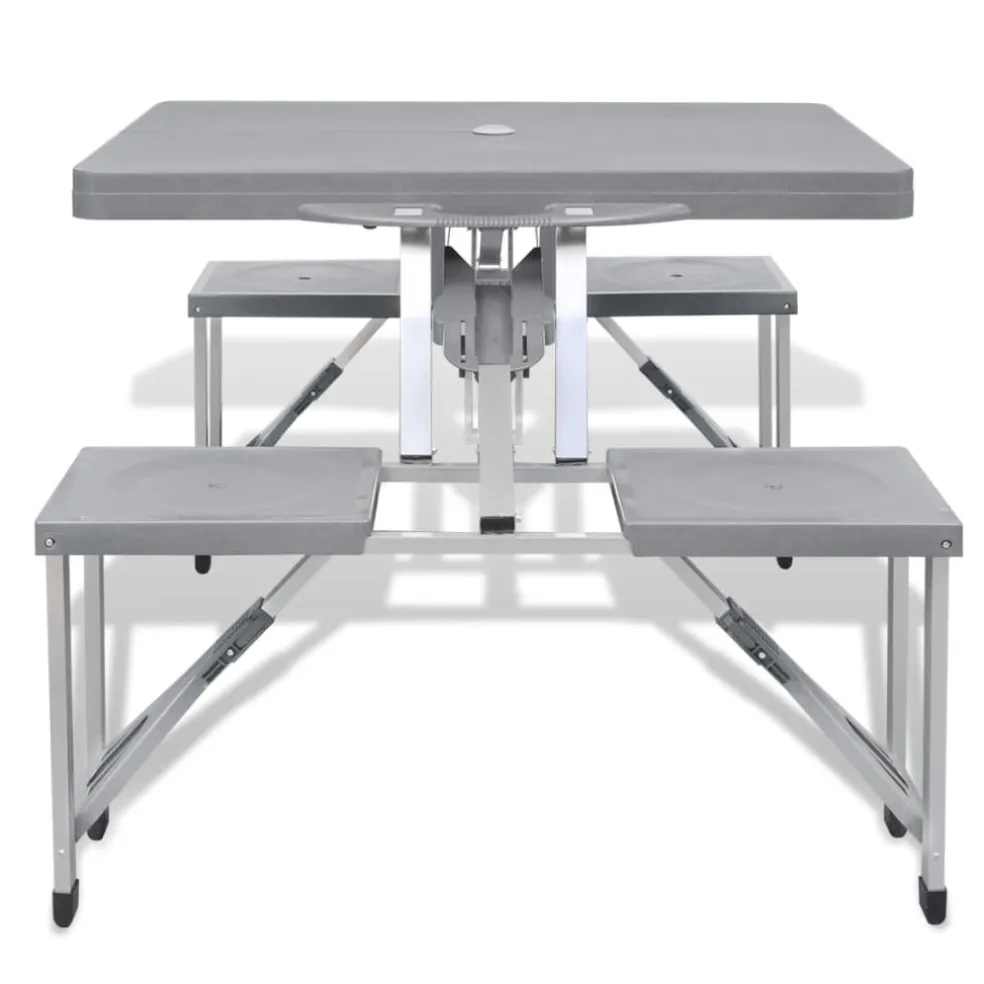 vidaXL Campingset inklapbaar lichtgewicht 120x60 cm aluminium grijs