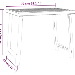 vidaXL Campingtafel hout-look 79x56x64 cm PP antracietkleurig
