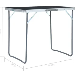vidaXL Campingtafel inklapbaar met metalen frame 80x60 cm grijs