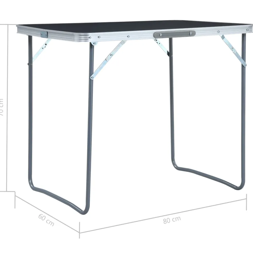 vidaXL Campingtafel inklapbaar met metalen frame 80x60 cm grijs