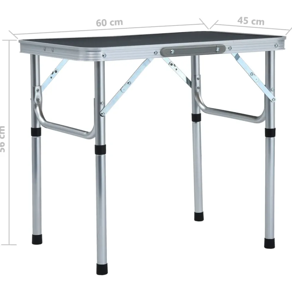 vidaXL Campingtafel inklapbaar 60x45 cm aluminium grijs