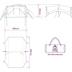 vidaXL Camping Tarp Waterbestendig Legergroen 550 x 400 x 230 cm