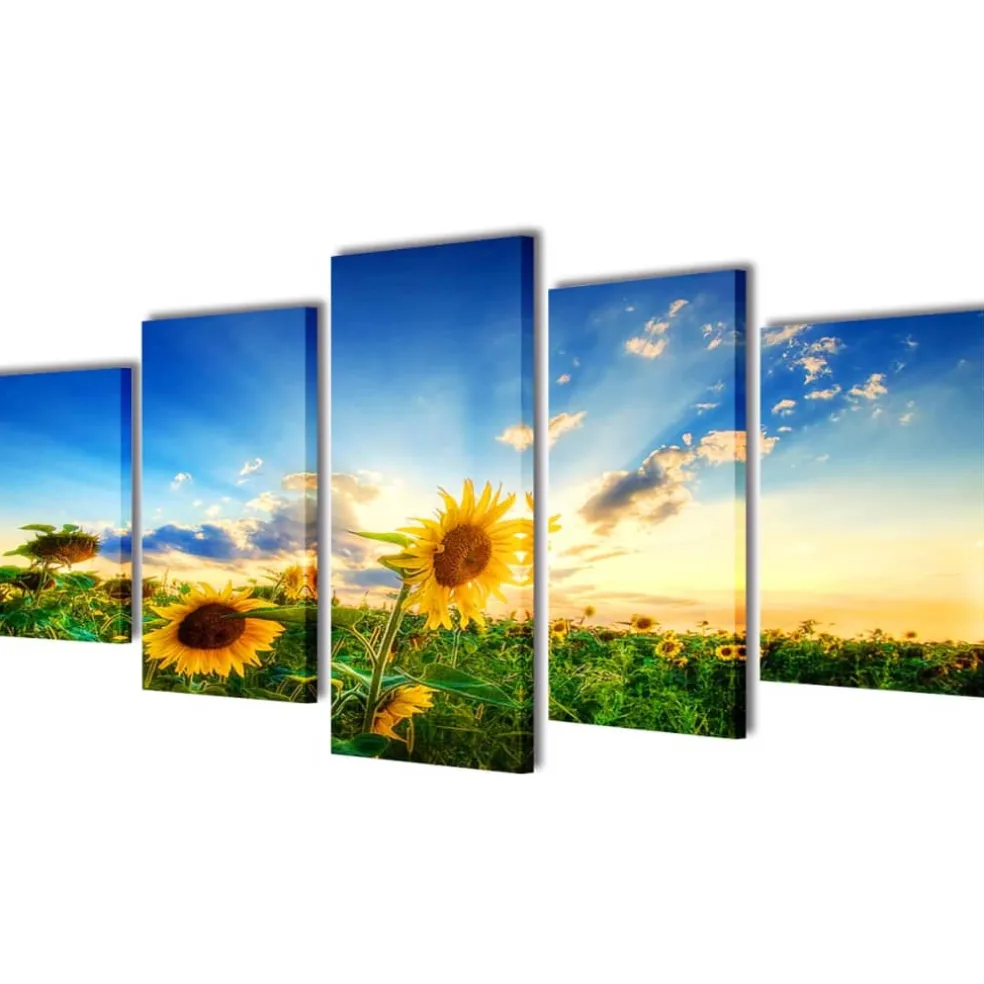 vidaXL Canvas muurdruk print zonnebloem 200 x 100 cm
