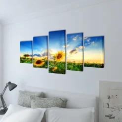 vidaXL Canvas muurdruk print zonnebloem 200 x 100 cm