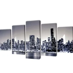 vidaXL Canvas muurdruk set monochroom New York skyline 100 x 50 cm