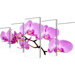 vidaXL Canvas muurdruk set orchidee 200 x 100 cm
