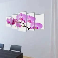 vidaXL Canvas muurdruk set orchidee 200 x 100 cm