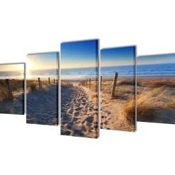 vidaXL Canvas muurdruk set zandstrand 100 x 50 cm