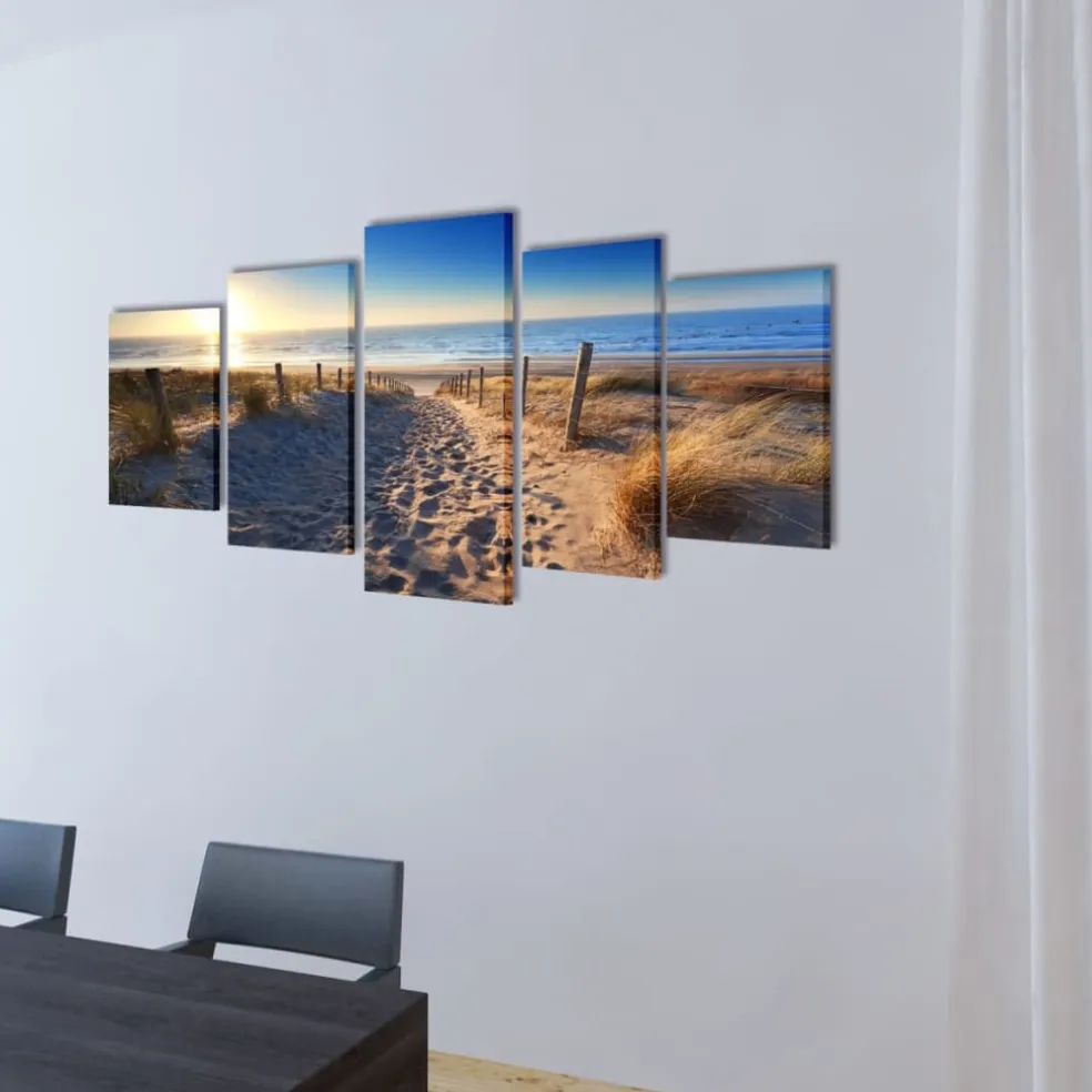 vidaXL Canvas muurdruk set zandstrand 100 x 50 cm