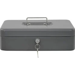 vidaXL Cash Box met slot Donkergrijs 30 x 24 x 9 cm Staal