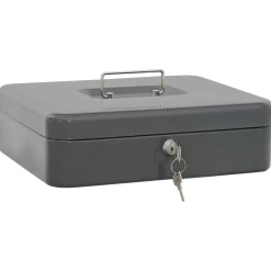 vidaXL Cash Box met slot Donkergrijs 30 x 24 x 9 cm Staal