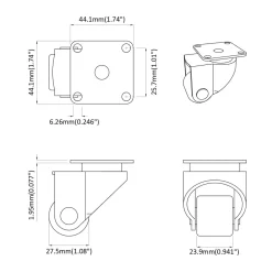 vidaXL Caster 2 st Zilver 44,1 x 44,1 x 1,95 mm Nylon