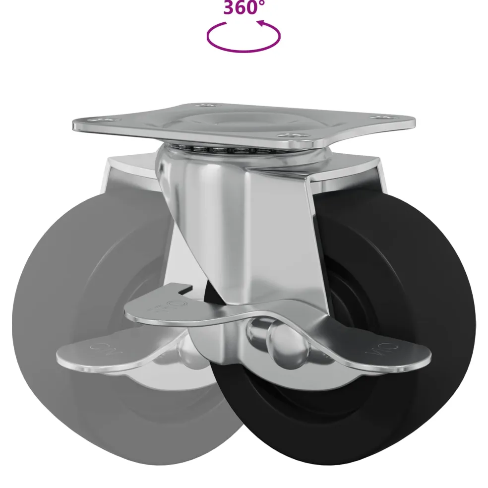 vidaXL Caster 2 st Zwart en zilver 50,7 x 50,7 x 24,4 mm IJs en nylon