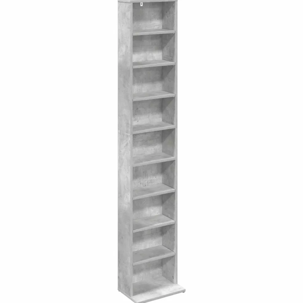 vidaXL CD Kast Betongrijs 33 x 23,5 x 175 cm Bewerkt hout