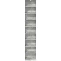 vidaXL CD Kast Betongrijs 33 x 23,5 x 175 cm Bewerkt hout