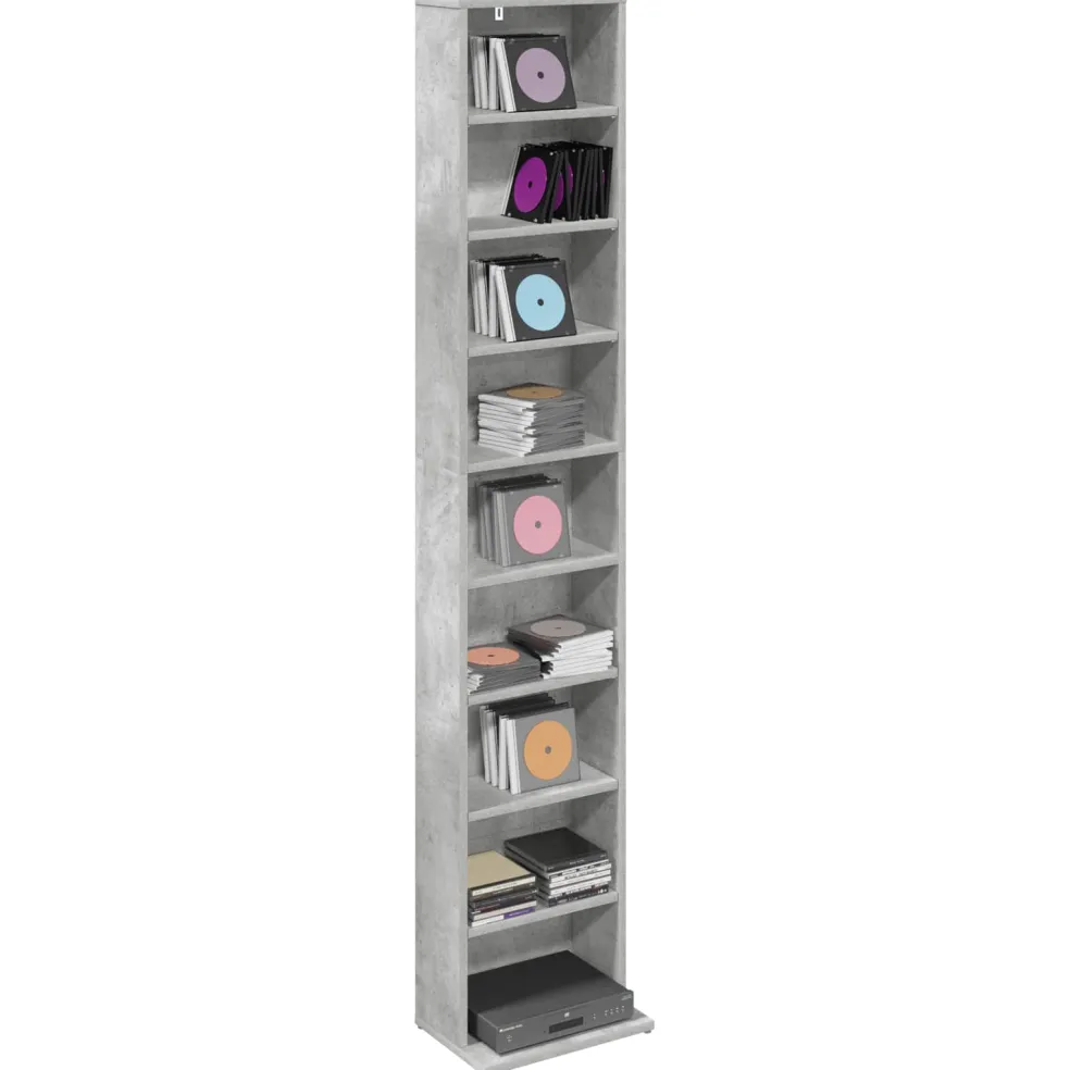 vidaXL CD Kast Betongrijs 33 x 23,5 x 175 cm Bewerkt hout