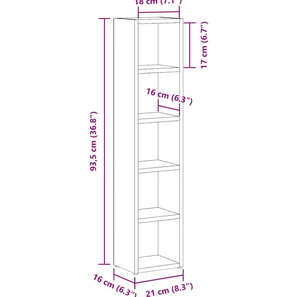 vidaXL Cd-kasten 2 st 21x16x93,5 bewerkt hout wit