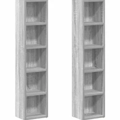 vidaXL CD-kasten 2st 21x16x93,5cm bewerkt hout grijs sonoma eikenkleur