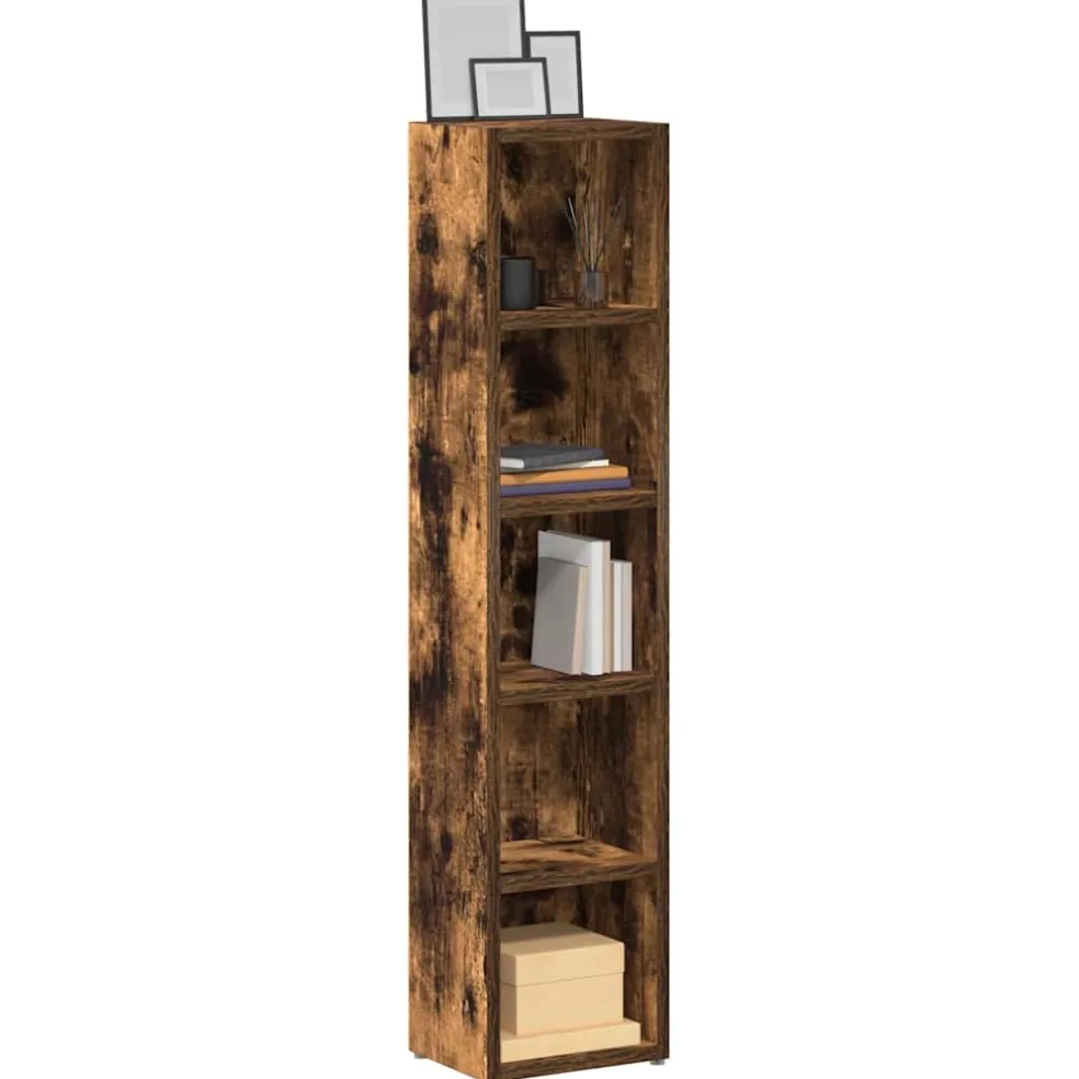 vidaXL CD-kasten 2 st 21x16x93,5 cm bewerkt hout gerookt eikenkleurig