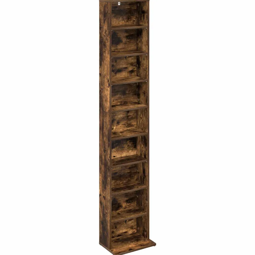 vidaXL CD Kast Gerookt eiken 33 x 23,5 x 175 cm Bewerkt hout