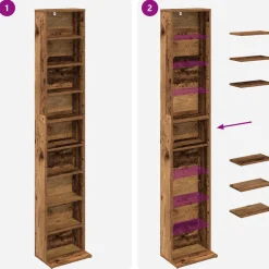 vidaXL CD Kast Oud hout 33 x 23,5 x 175 cm Bewerkt hout