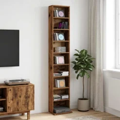 vidaXL CD Kast Oud hout 33 x 23,5 x 175 cm Bewerkt hout