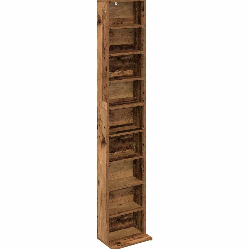 vidaXL CD Kast Oud hout 33 x 23,5 x 175 cm Bewerkt hout