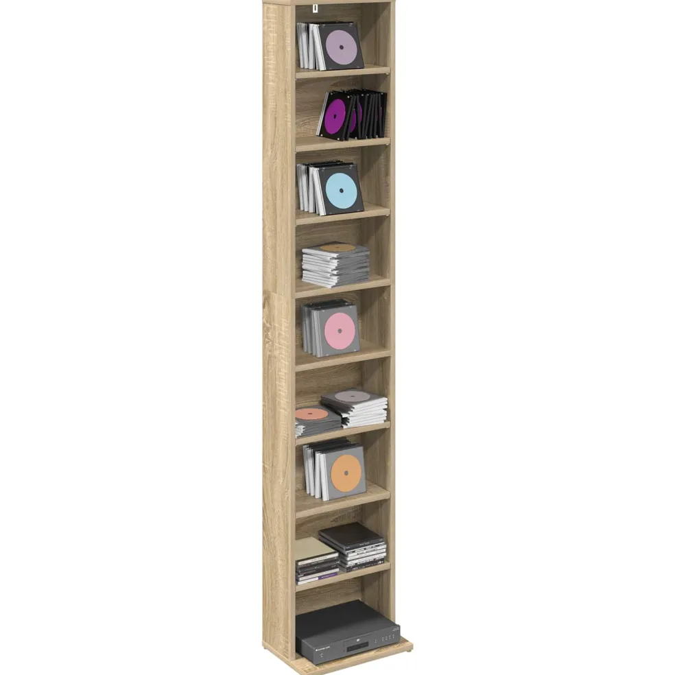 vidaXL CD Kast Sonoma Eiken 33 x 23,5 x 175 cm Bewerkt hout