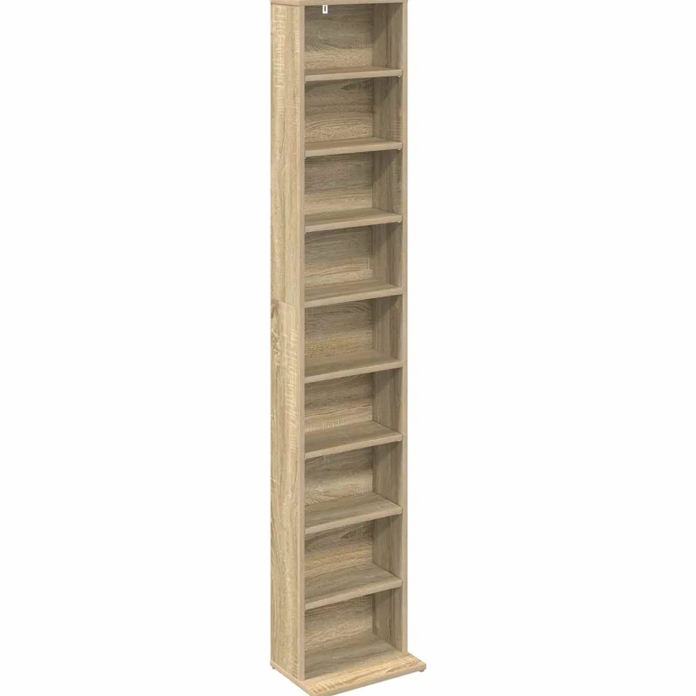 vidaXL CD Kast Sonoma Eiken 33 x 23,5 x 175 cm Bewerkt hout
