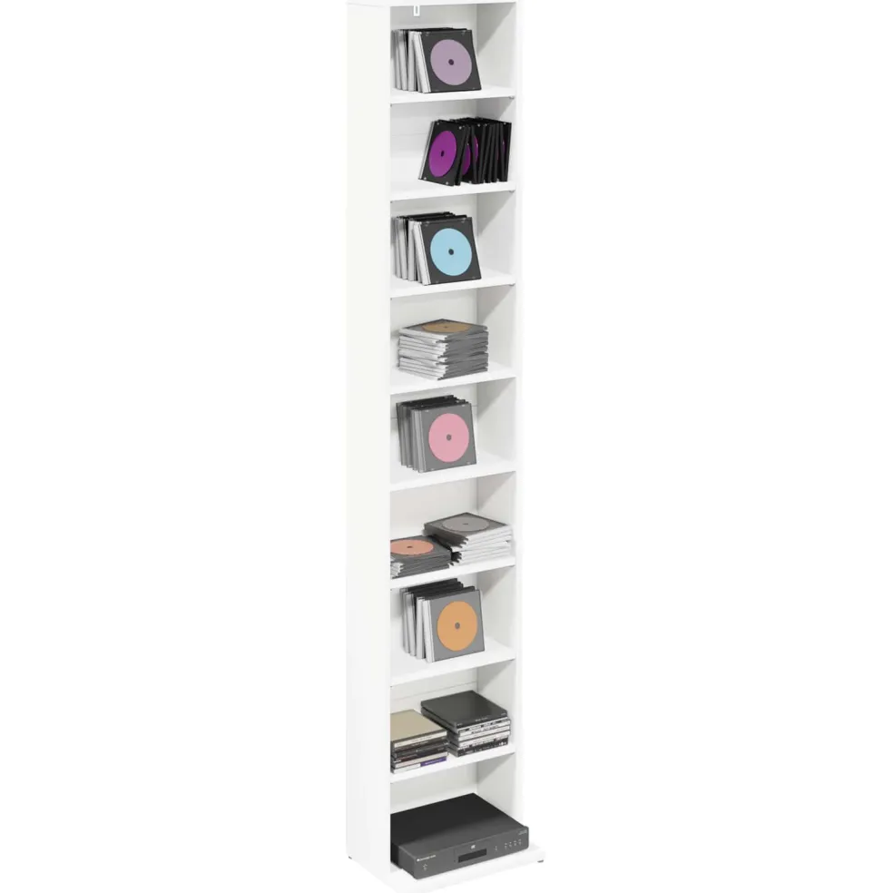 vidaXL CD Kast Wit 33 x 23,5 x 175 cm Bewerkt hout